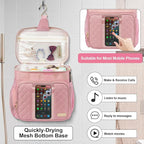 Portable Shower Caddy College Dorm Essentials (Full Size Bottle Compatible), Toiletry Bag for Women Men, Hanging Makeup Bag with Quickly Dry Mesh Base for Travel,Gym & Camping,Pink