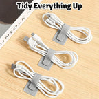 40 PCS Hook and Loop Cable Ties, Self-Adhesive Hook and Loop Cable Straps, Sticky-Back Wire Organizer for Under Desk Cable Management, Adjustable Cable Straps Clips for Home Office(White, Gray)