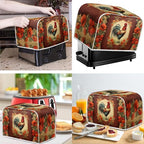 Vintage Chicken Rooster Flower Pattern Appliance Covers Set Washable Kitchen Blender Dust Cover Bread Maker Toaster Cover 2 Slice Kitchen Accessories Size S