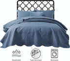 IR Imperial Rooms 8 Pack Quilt King Size Bedding (106" x 96") - Bulk Wholesale for Hotels, Guest Bedroom & Airbnbs - Lightweight Microfiber Reversible Floral Embossed Quilts Bedspreads (Light Blue)