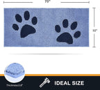 PURRUGS Dirt Trapping Door mat 32" x 70", Non-Skid/Slip Machine Washable Microfiber Entryway Rug, Dog Door Mat, Super Absorbent Welcome Mat for Muddy Wet Shoes and Paws, Light Blue