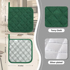 Joyhalo 4 Pack Pot Holders for Kitchen,Cotton Oven Holder with Great Heat Resistance,Non Slip Hot Pads for Kitchen Clearance,Dark Green