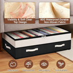 Dolicer 4 Pack Under Bed Storage with Wheels, 6in-10in Height Adjustable Underbed Storage Containers, 92L XXXL Under Bed Drawers Rolling Bin with Clear Lids for Dorm Shoes Clothes Organizers(Black)