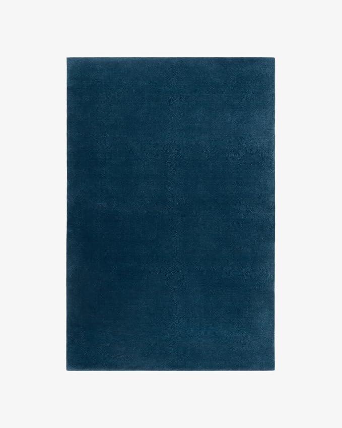 Hand-Tufted Wool Round Area Rug – Soft Premium Wool Carpet for Living Room, Bedroom & Home Décor – 7X7 ft| Deep Blue – Durable, Non-Slip Backing, Handcrafted Rug
