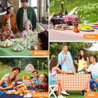 NatNarr 12 Pack Orange Gingham Tablecloth, 54 X 108Inch Plastic Orange Checkered Table Cloth Disposable Scalloped Tablecloths Waterproof Plaid Table Cover for Picnic Wedding Birthday Outdoors Party