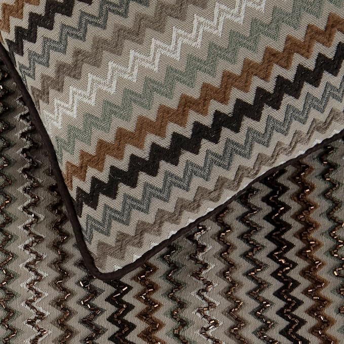 The HomeCentric Decorative Designer Handmade Bed Runner With 2 Decorative Throw Pillow Cover, 86 x 18 Inch Velvet Designer CA King Size Bed Scarf With Tassle & Bead Embroidered Bed Linen - Chevron Fun