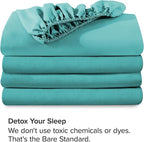 Bare Home 2-Pack Fitted Bottom Sheets Split King - Premium 1800 Ultra-Soft Microfiber - Deep Pocket - 4 Twin XL Fitted Sheets (Split King, Aqua)
