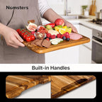 2 Pack Teak Wood Cutting Board for Kitchen Book Wooden Chopping Board Charcuterie Board Non Slip Over Sink Teak Wood NOT Bamboo Acacia Olive