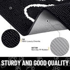 Smiry Dog Door Mat for Muddy Paws, Absorbent Dirt Trapper Non Slip Quick Dry Washable Chenille Mat for Mud Dogs, Entry Rug for Indoor and Outdoor (48x30 Inches, Black and White)