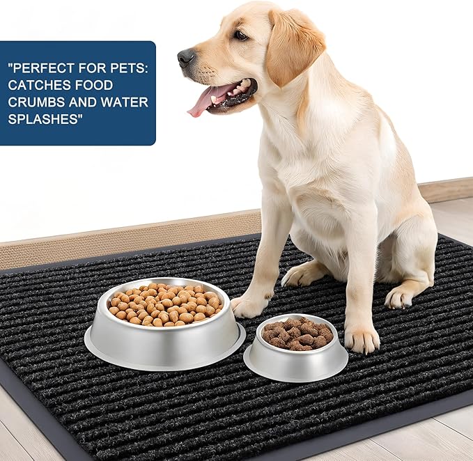 OLANLY Front Door Mat Indoor Outdoor Entrance, Waterproof Heavy Duty Doormat, Fade Resistant, Low Profile, Easy Clean Patio Porch Welcome Floor Mats for Entry, 59x40, Off-Black