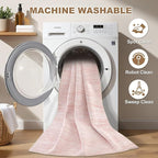Nakagishi 6X9 Area Rugs Living Room: Washable Large Vintage Rug Neutral Non-Slip Soft Stain Resistant Indoor Carpet for Bedroom Nursery Dining Room Office Playroom - Pink-01