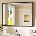 Keonjinn Black Framed Mirror 40" x 30", Black Bathroom Vanity Mirrors with Beveled Edge, Decorative Aluminum Alloy Frame, Shatterproof, Modern Farmhouse Bathroom Wall Mirror(Vertical/Horizontal)