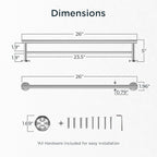 FORIOUS Double Towel Bar, 24 Inch Double Towel Racks for Bathroom, Heavy Duty SUS304 Stainless Steel Towel Bar Brushed Nickel, Includes Wall Mounting Hardware, Brushed Nickel