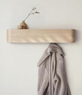 Kazai. Wall-Mounted Coat Rack 'Toke' - Modern Design Coat Rack with Hidden Wall Hooks - Solid Wood Veneer Panel Coat Hanger - Oak, White