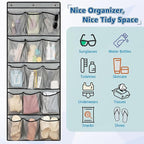 Over The Door Cruise Ship Organizer - Cruise Ship Magnetic Door Organizer with 15 Size-Graded Pockets, Hanging Magnetic Cruise Storage Shoe Rack for Cabin, 2026 Cruise Essential, 9 Hooks(Grey)