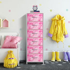 Sorbus Fabric Dresser for Kids Bedroom - Chest of 6 Drawers, Tall Storage Tower, Clothing Organizer, for Closet, for Playroom, for Nursery, Steel Frame, Fabric Bins - Wood Handle (Tie Dye Pink)