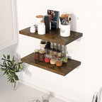 Dreamland 24" Floating Shelves for Wall, 12" Deep Slim Rustic Brown Floating Shelves, Wall-Mounted Shelves for Bedroom, Living Room, Kitchen, Bathroom - Set of 2