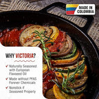 Victoria Cast Iron Round Skillet with Double Loop Handles, Made in Colombia, 10 Inches