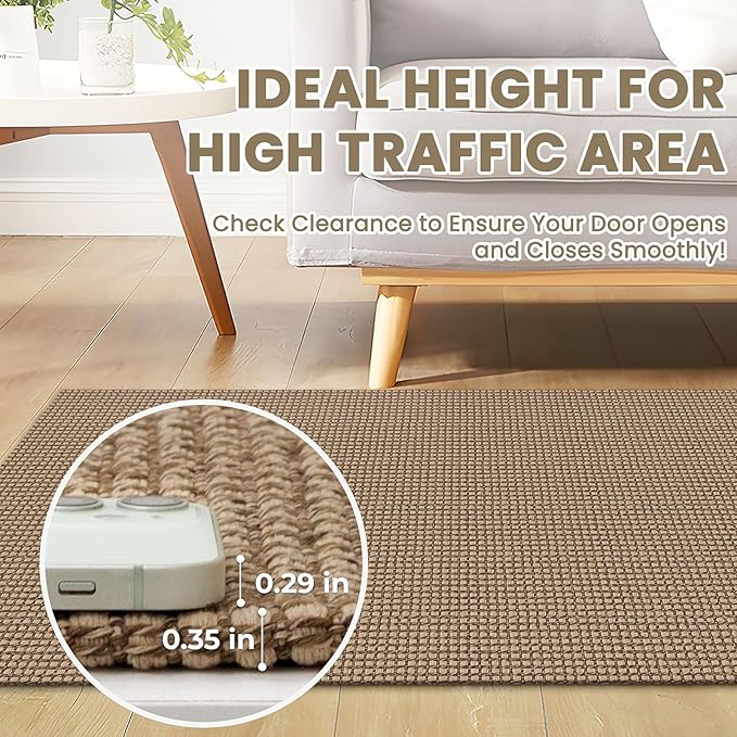 Braided Runner Rug 2x7 Ft Washable Runners for Hallways Non Slip Kitchen Runner Rug Cotton Entryway Runner Indoor, Woven Floor Carpet for Hall Kitchen Bedroom, Orange/Tan/Brown