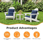 Sunbrella Outdoor High Back Chair Cushion Seat Pads, 44 x 21 Inch Water-Repellent & Fade-Resistant Patio Furniture Cushions with Ties for Adirondack, Rocking Chairs, Specrtum Indigo