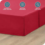 Bare Home Queen Bed Skirt - 15-Inch Tailored Drop Easy Fit - Bed Skirt for Queen Beds - Center & Corner Pleats (Queen, Red)