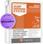 HOSPITOLOGY PRODUCTS Pillow Encasement- Zippered Bed Bug Dust Mite Proof Hypoallergenic - Sleep Defense System - King - Waterproof - Set of 2 - 20" H x 36" W