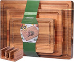 LAZIOPATER Wood Cutting Board Set, 3-Piece Rectangular Boards for Kitchen, 18x12x0.75 Inches, Hand Wash Only (Acacia Wood)