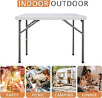 SUPER DEAL 33 Inch Folding Card Table, Indoor Outdoor Portable Plastic Kitchen or Camping Picnic Party Wedding Event Table, White