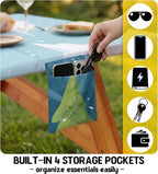 Picnic Table Cover with Bench Covers Waterproof Vinyl Elastic Rectangle Fitted Table Cloth Camping Lovers Essentials Rv Car Travel Overlanding Outdoor Roadtrip Road Trip Men Women Camper Gifts 8 Foot