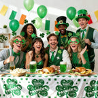 St. Patrick's Day Disposable Plastic Tablecloth 2 Pack, Green Shamrock Party Table Cover 54 x 108 Inch Rectangle, Lucky Irish St Patrick's Day Decorations for Holiday Party Supplies