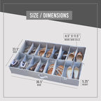 Under Bed Shoe Storage Organizer - TEAR-RESISTANT Heavy Duty 600D Material - Fits All Styles Men's and Women's Shoes, Up to 16 Pairs - Extra-Strong Zipper - Grey - Perfect for College Dorms