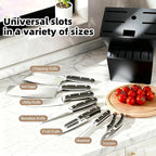 Teak Wood Knife Block Organizer, 14-Slot Kitchen Counter Storage Holder, Universal Design