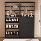 Shoe Storage Cabinet, Wood Shoe Organizer for Entryway with 3 Flip Drawers, Freestanding Shoe Rack with Adjustable Shelf, Narrow Shoe Dresser for Front Door Entrance(Black, 78.74" x 31.5" x 9.37")