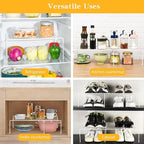 AmaQueen 2 Pcs Expandable Shelf Organizers for Cabinet Closet Cupboard, Adjustable Fridge Shelves Freezer Rack Refrigerator Single Shelf, Extender Plate Shelf for Kitchen (White)