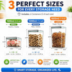 Airtight Food Storage Containers with Lids – 6 Pack BPA-Free Pop Containers for Pantry Organization, Cereal, Flour, Rice, Sugar – Stackable Kitchen Canisters (0.5, 1.2, 1.8 Qt) Set of 6