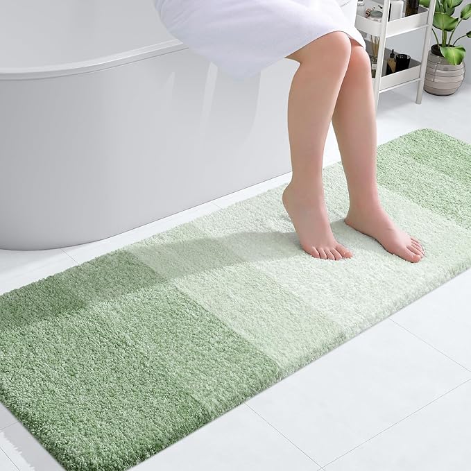 OLANLY Bathroom Runner Rugs 59x20, Extra Soft Absorbent Microfiber Bath Rugs, Rubber Backing, Quick Dry, Washable Bath Mats for Bathroom Floor, Tub and Shower, Home Decor Accessories, Sage Green