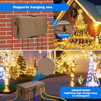 Hrensaw Medium Outdoor Electrical Box(10.6x5.5x4.5inch),IP54 Waterproof Extension Cord Cover w/6 Cable Entry,Weatherproof Connection Box Protect Power Strip,Timer,Plug,Holiday Lights,Brown