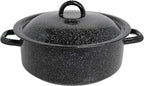 Mirro 4.5 Quart Traditional Vintage Style Black Speckled Enamel on Steel Dutch Oven with Lid, (MIR-10701)