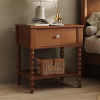 AMERLIFE 24" Wooden Nightstand, Vintage Bedside Table