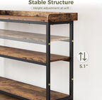 IRONCK Console Table, Sofa Table with Power Outlet, Farmhouse Hallway Table for Entryway, Living Room, Height Adjustable, Easy Assembly, Rustic Brown, 43"