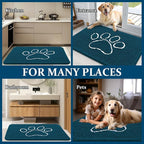 OLANLY Dog Door Mat for Muddy Paws 47x24, Paw Print Design, Absorbs Moisture and Dirt, Absorbent Non-Slip Washable Doormat, Quick Dry Chenille Mud Mat, Entry Indoor Entryway Carpet, Atlantic Blue