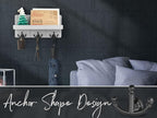 Rebee Vision Decorative Key Holder for Wall: Stylish Farmhouse Mail Organizer Wall Mount with Floating Shelf and 3 Anchor Key Hooks - Rustic Home Decor for Entryway (Light Gray)