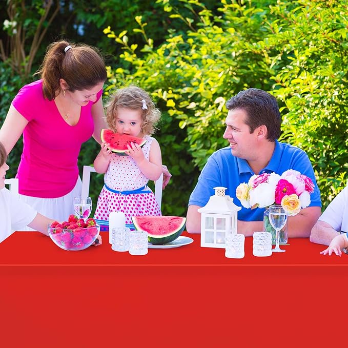 16 Pack Red Plastic Tablecloth for Rectangle Tables, Premium Decorative Red Disposable Table Cloths for Parties, Rectangle Party Table Cover for Birthday, Wedding, Christmas, Anniversary, 54 x 108Inch