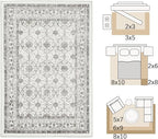 jinchan Floral 2x3 Rugs for Entryway - Machine Washable Beige Vintage Distressed Boho Design Soft Faux Wool Small Non-Slip Doormat for Entrance Kitchen Living Room Bedroom Farmhouse (2‘x3', Beige)