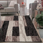 Superior Rockwood 3 Piece Indoor Area Rug Set, Jute Backing, Modern Color Block Decor, Hallway, Entry, Office, Kitchen, Bedroom, Living Room Floors, Plush Rugs, 2' x 11', 5' x 8', 8' x 10', Chocolate