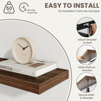 Acovy 30 Inch Floating Shelves,9.3" Deep Floating Shelf Wall Mounted,30 Inch Wall Book Shelves for Home Decor,Large Long Deep Hanging Shelves for Bathroom Office Laundry Living Room Bathroom,Walnut
