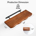 YUFLINX 24inch Walnut Finished Floating Shelves