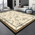 Medieval French Style Area Rugs 8x10ft, Off-White Botanical Leaf Pattern Rug, Low Pile Carpet, Washable & Non-Slip for Living Room, Bedroom, Dining Room, Dorm