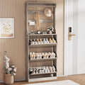 Shoe Storage Cabinet, Wood Shoe Organizer for Entryway with 3 Flip Drawers, Freestanding Shoe Rack with Adjustable Shelf, Narrow Shoe Dresser for Front Door Entrance(Grey, 78.74" x 31.5" x 9.37")