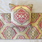 The HomeCentric King/Queen/Twin Pink Designer King 90"x18" Bed Runner with 2 Pillow Cover, Quilted & Damask Bed Scarf on Silk Fabric - Emre